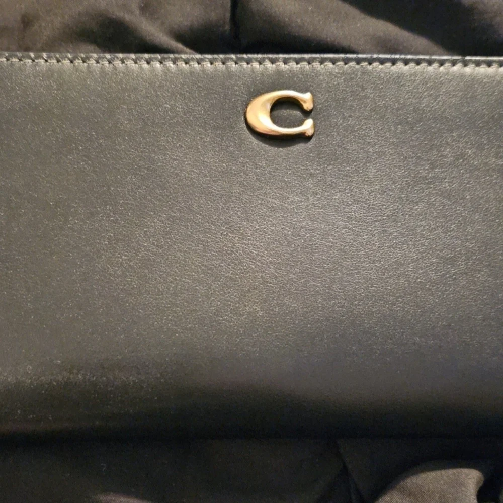 Coach Black Leather Wallet with Gold Accent - Picture 1 of 3
